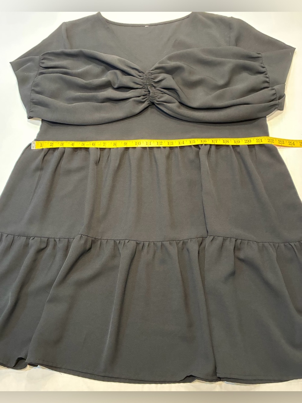 Amoretu 🟣 Size XL Long Sleeve V Neck Flowy Swing Dress in Black - Picture 7 of 9
